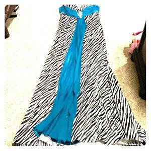 Floor length Tiffany blue/black/white Dress